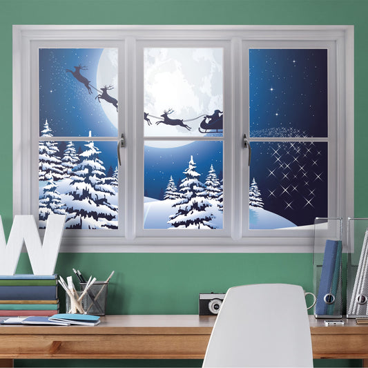 Instant Window: Santa Sleigh - Removable Wall Graphic