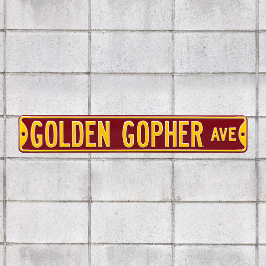Minnesota Golden Gophers: Minnesota Golden Gophers Avenue - Officially Licensed Metal Street Sign