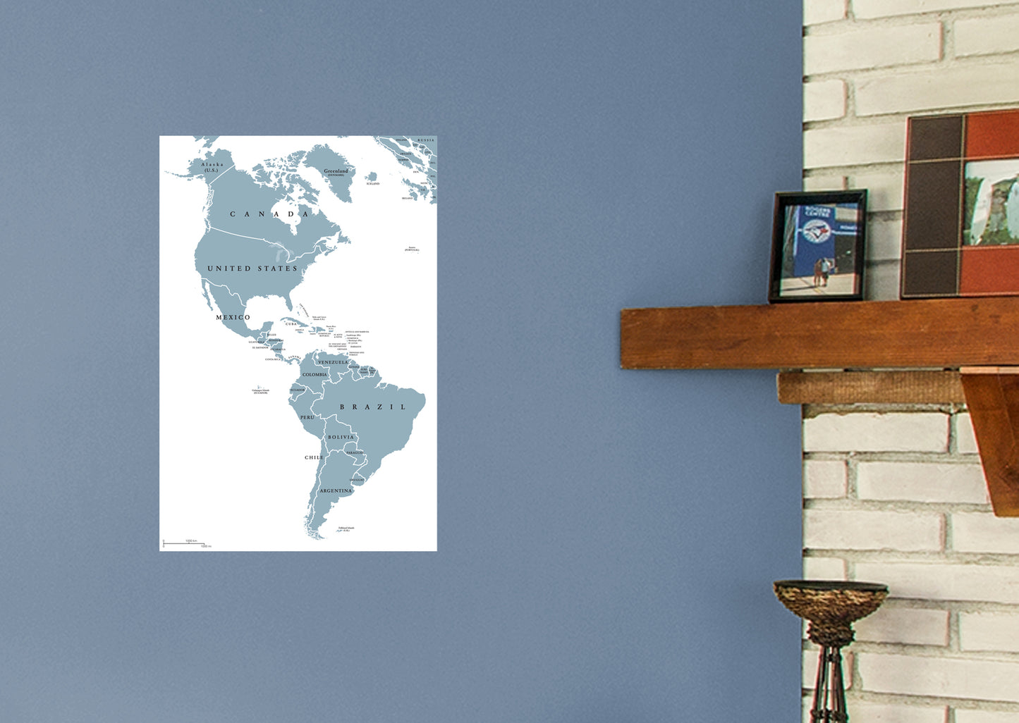 Maps: America Grey Mural        -   Removable Wall   Adhesive Decal
