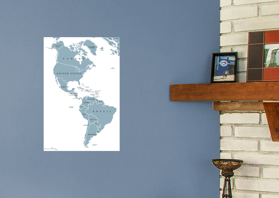 Maps: America Grey Mural        -   Removable Wall   Adhesive Decal