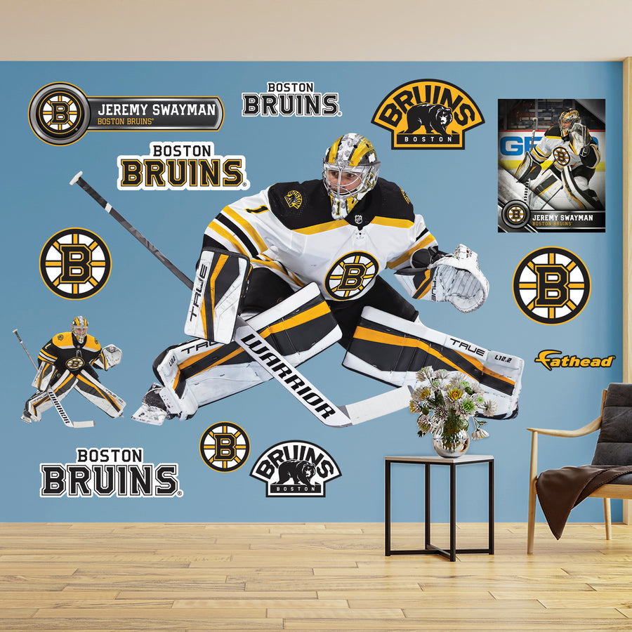 Jeremy Swayman - RealBig Collection - Official NHL - Boston Bruins - Reusable Vinyl Wall Decals