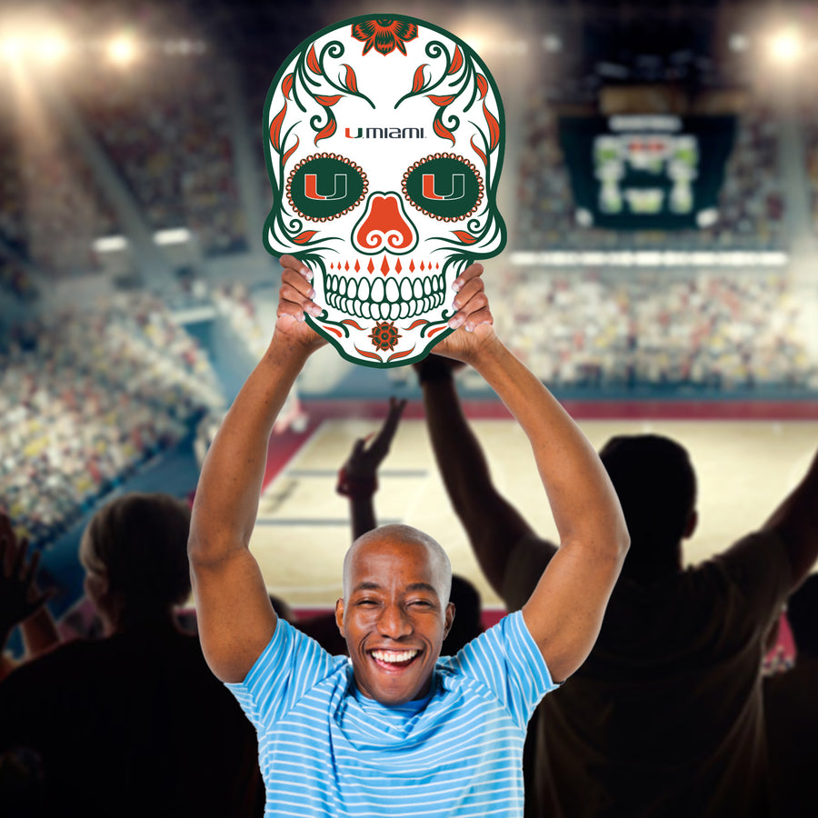 Skull - Big Head - Official NCAA - Miami Hurricanes - Foam Core Cutout
