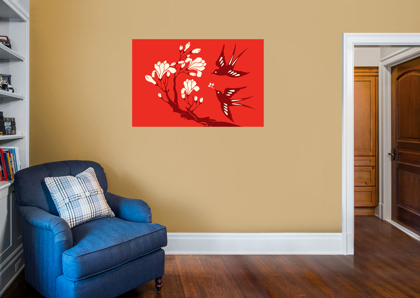 Seasons Decor: Seasons Decor Spring Red Birds Mural        -   Removable Wall   Adhesive Decal