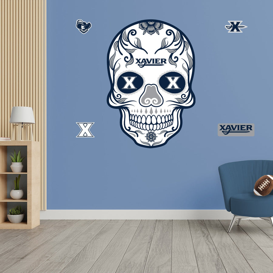 Xavier Musketeers - RealBig Sugar Skull Collection - Official NCAA - Reusable Vinyl Wall Decals
