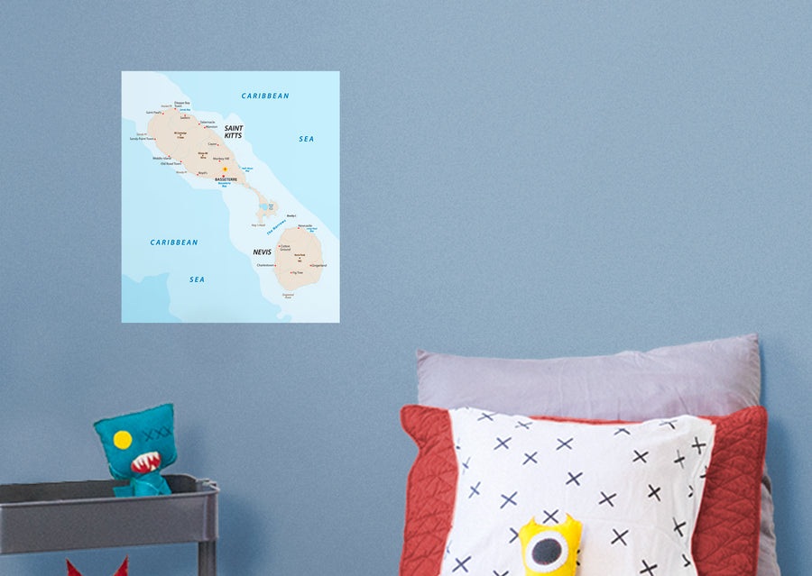 Maps of North America: Saint Kitts and Nevis Mural        -   Removable Wall   Adhesive Decal