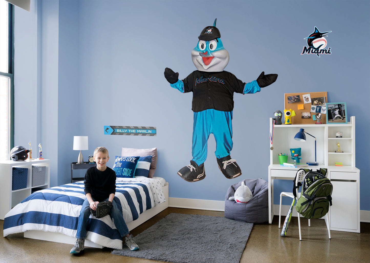 Miami Marlins: Billy The Marlin  Mascot        - Officially Licensed MLB Removable Wall   Adhesive Decal