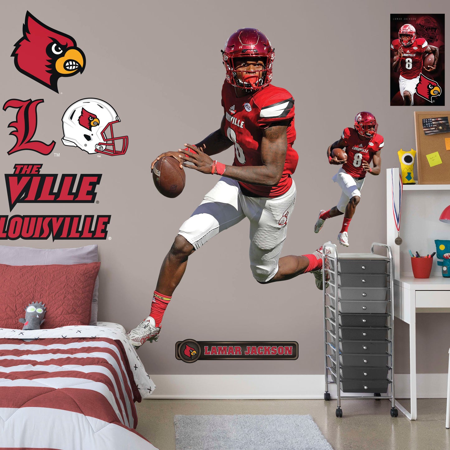 Lamar Jackson Louisville Cardinals Unsigned White Jersey Rolling