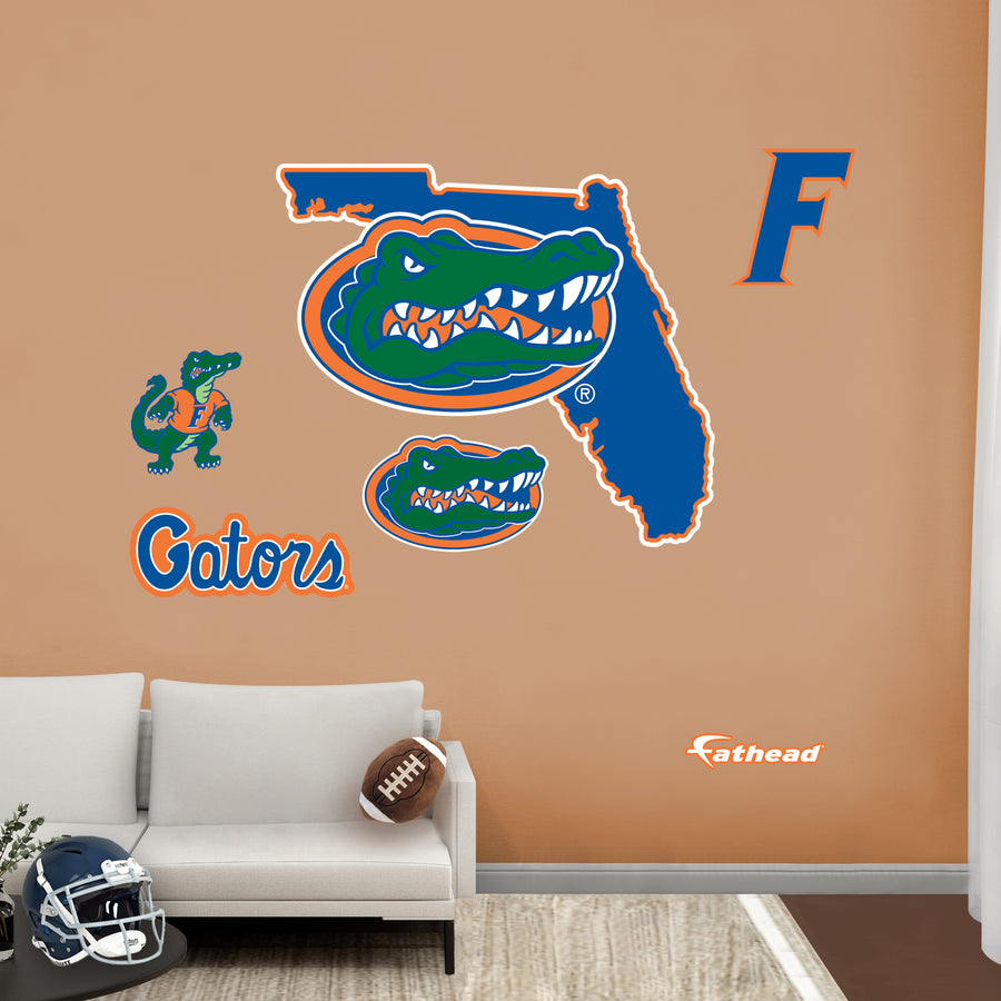Florida Gators - RealBig State of Florida Logo Collection - Official NCAA - Reusable Vinyl Wall Decals