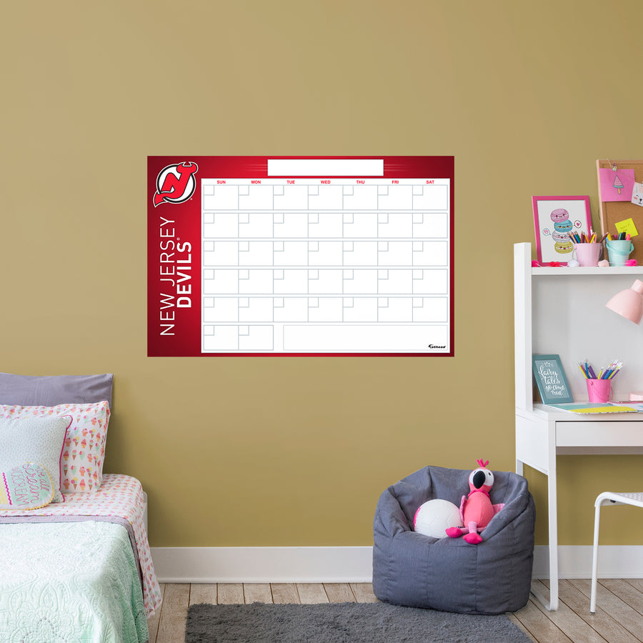 New Jersey Devils - Dry Erase Calendar - Official NHL - Reusable Vinyl Wall Decal