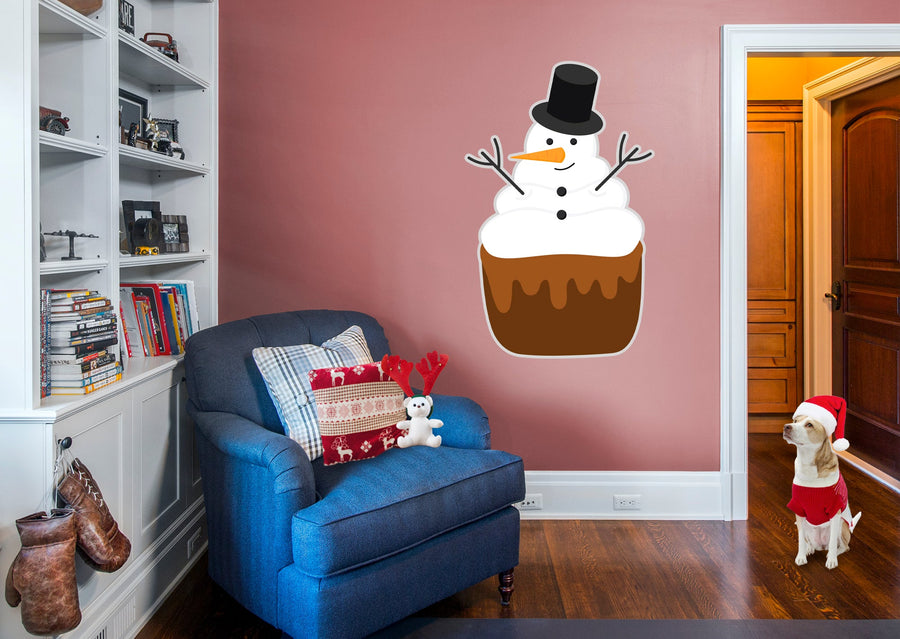 Christmas: Snowman Cupcake Icon - Removable Adhesive Decal