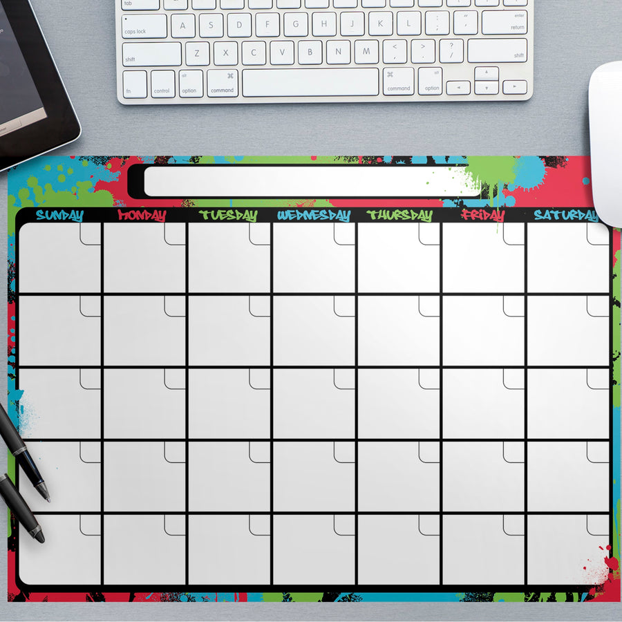 One Month Calendar: Paint Splatter Design - Removable Dry Erase Vinyl Decal
