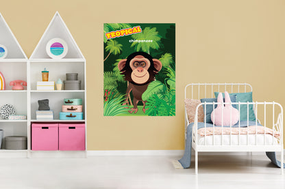 Jungle: Chimpanzee Mural        -   Removable Wall   Adhesive Decal