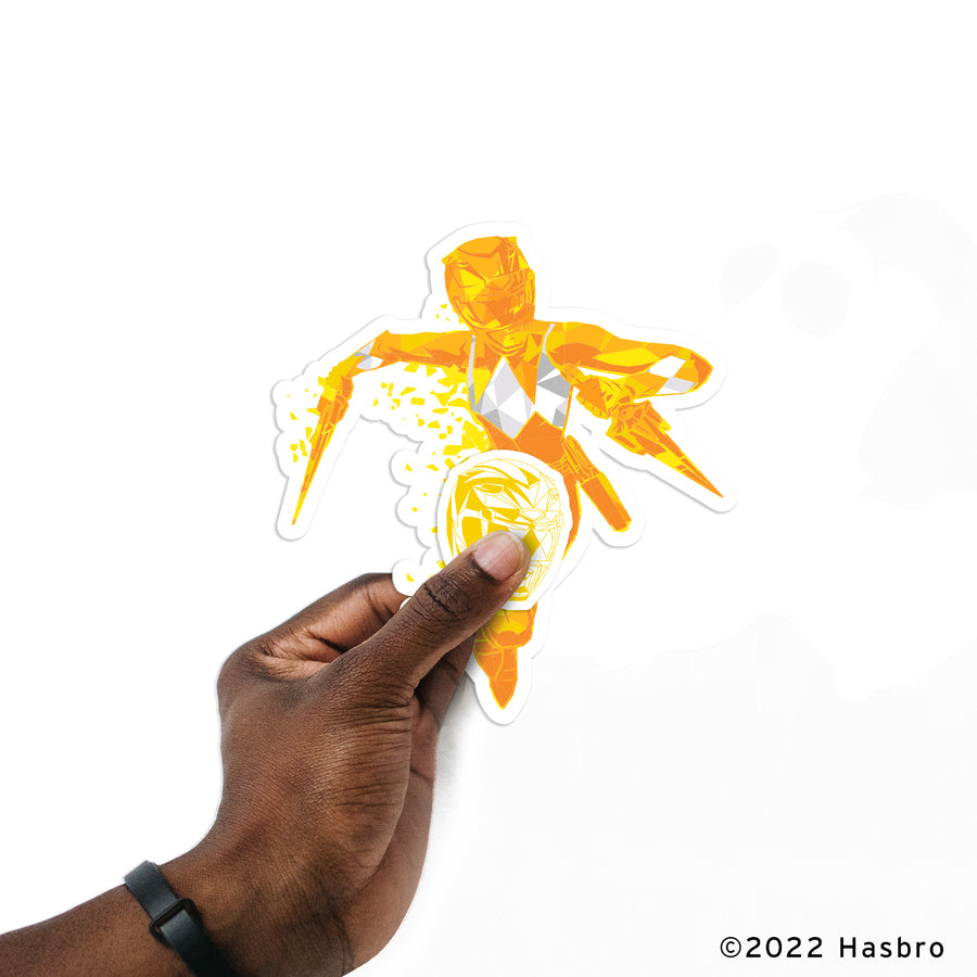 Power Rangers - 5 Character Minis (Mixed Sizes) - Official Hasbro - Yellow Ranger - Reusable Vinyl Decals