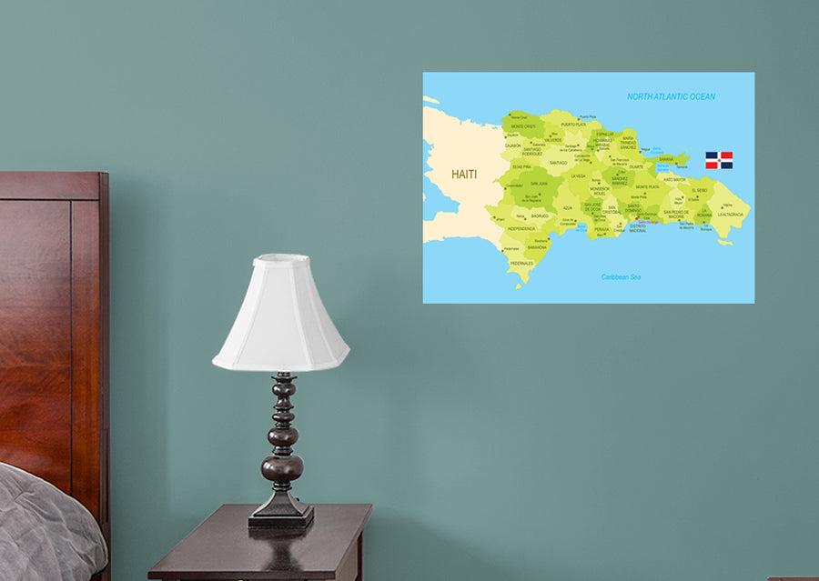 Maps of North America: Dominican Republic Mural        -   Removable Wall   Adhesive Decal