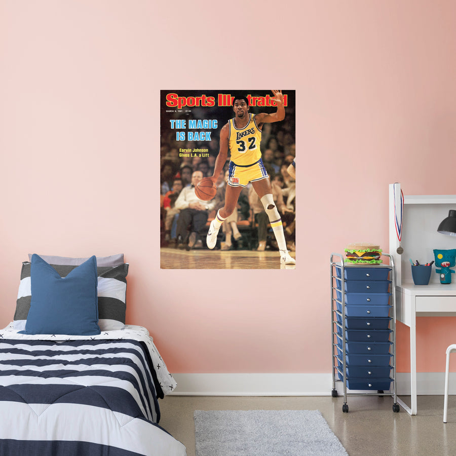 Magic Johnson - March 1981 Sports Illustrated Cover - Peel & Stick Poster - Official NBA - Los Angeles Lakers - Reusable Vinyl Wall Decal