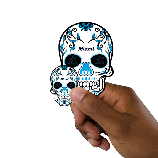 Sheet of 5 -Miami Marlins:   Skull Minis        - Officially Licensed MLB Removable     Adhesive Decal