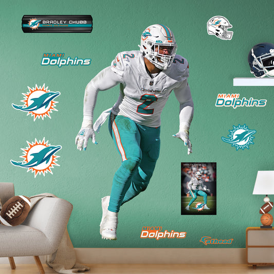 Miami Dolphins: Bradley Chubb         - Officially Licensed NFL Removable     Adhesive Decal