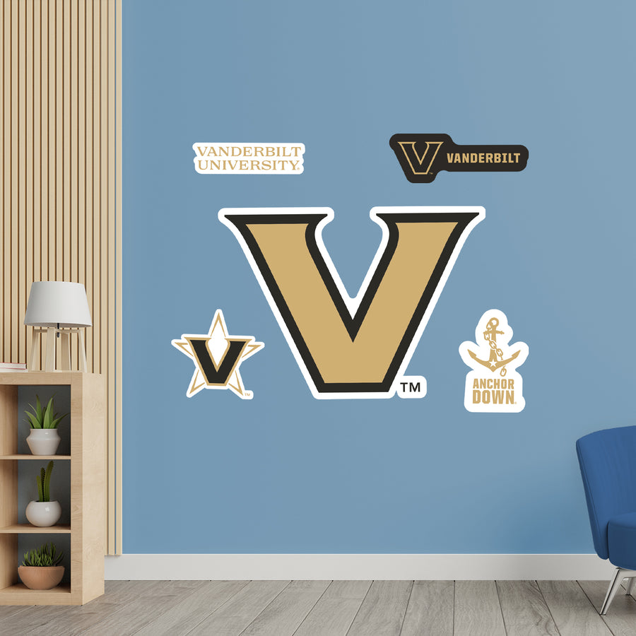 Vanderbilt Commodores - RealBig Logo Collection - Official NCAA - Reusable Vinyl Wall Decals