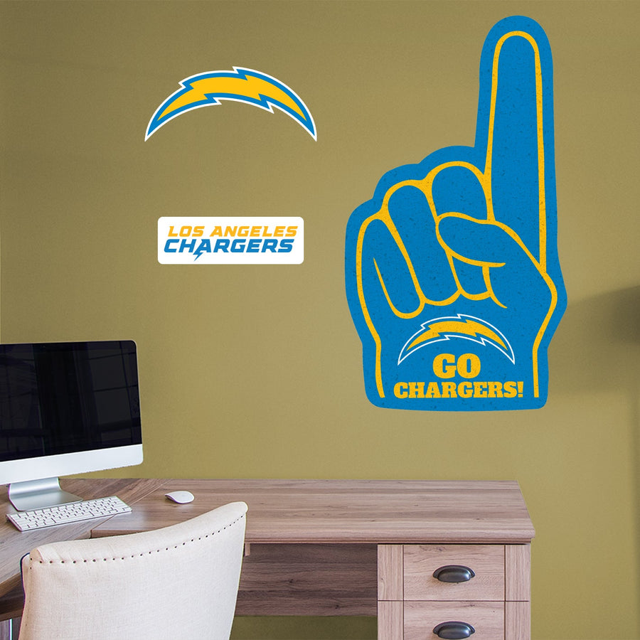 Los Angeles Chargers - RealBig Foam Finger Collection - Official NFL - Reusable Vinyl Wall Decals