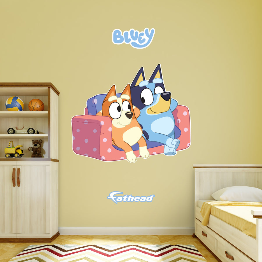 Bluey & Bingo - Bluey - RealBig Sisters Lounging Icon Collection - Official BBC - Reusable Vinyl Wall Decals