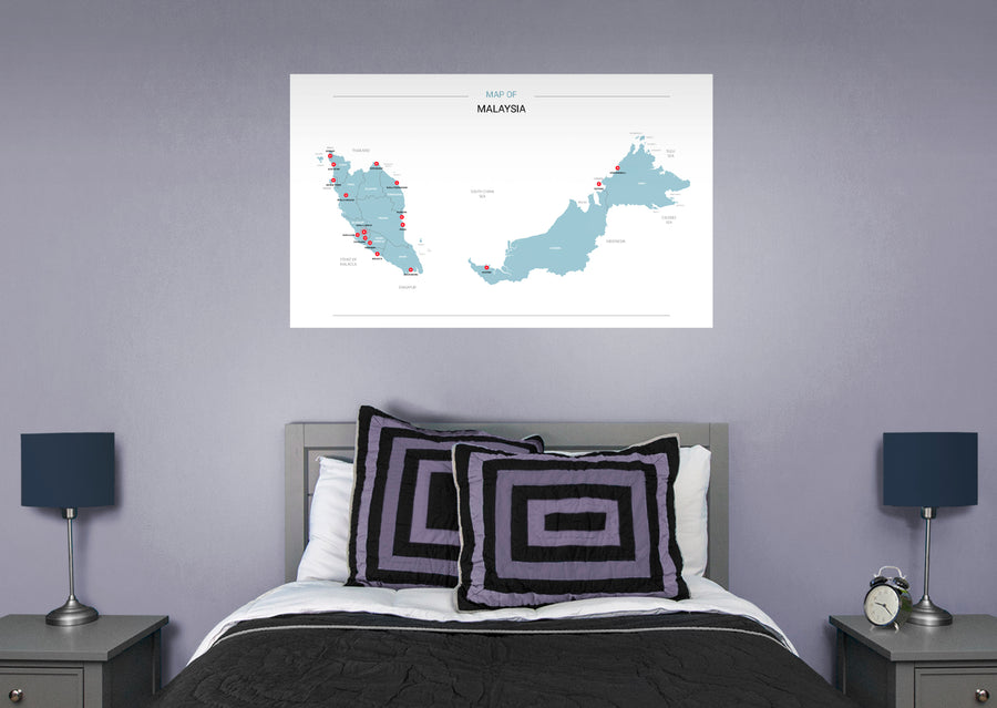Maps of Asia: Malaysia Mural        -   Removable Wall   Adhesive Decal