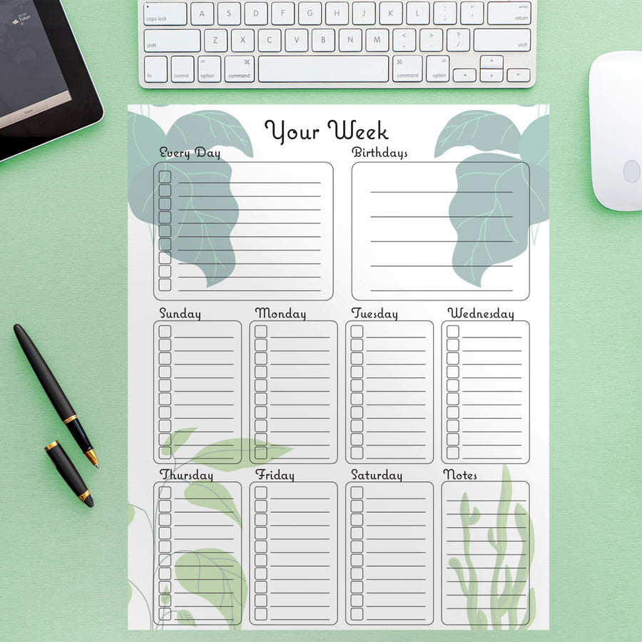 Dry Erase Checklist Plants 7  - Removable Wall Decal