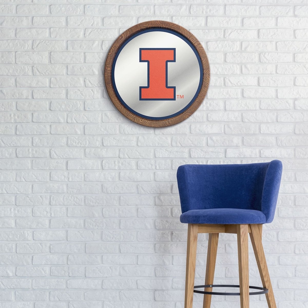 Illinois Fighting Illini: Mirrored Barrel Top Mirrored Wall Sign - The Fan-Brand