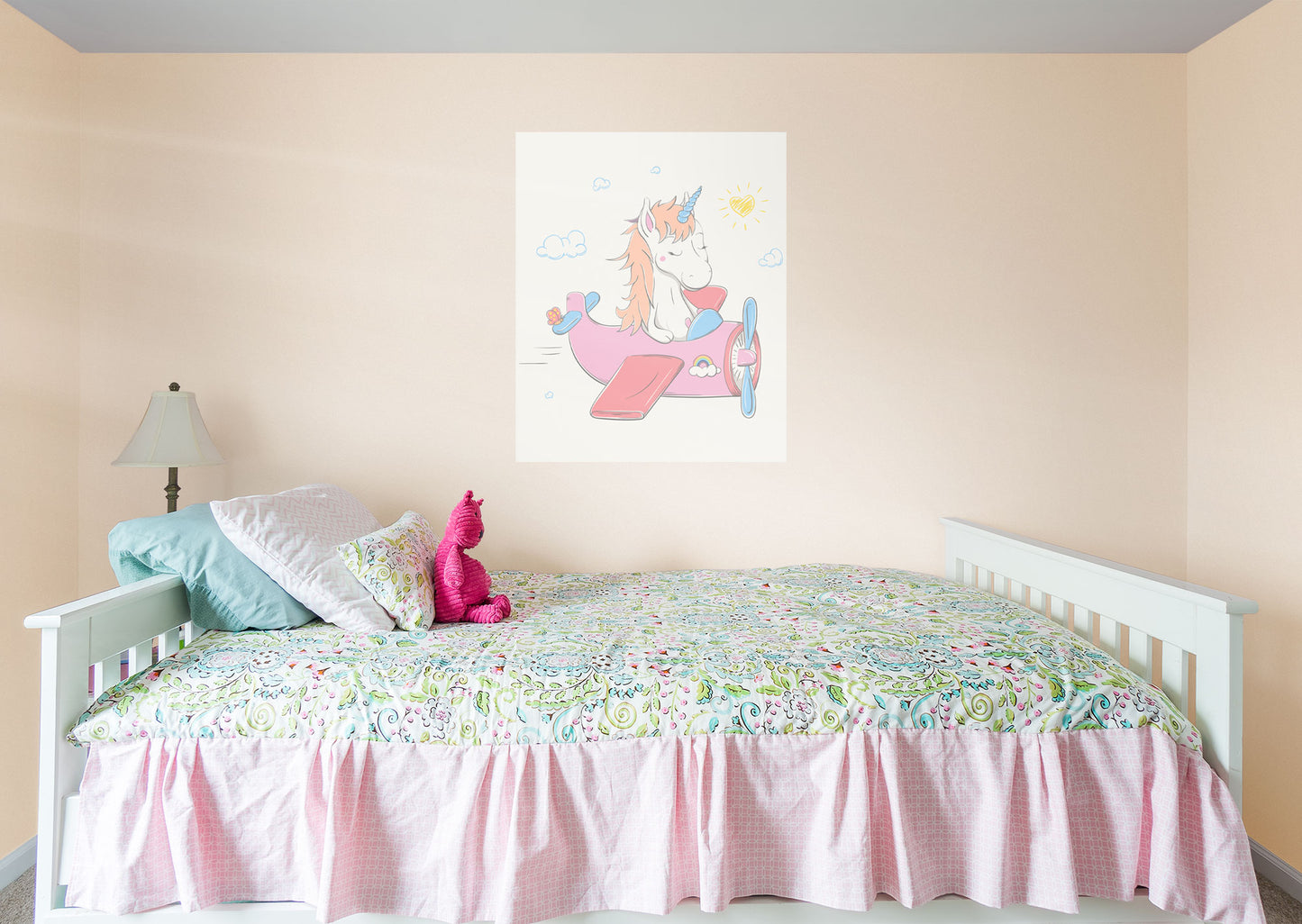 Nursery: Planes White Unicorn Mural        -   Removable Wall   Adhesive Decal