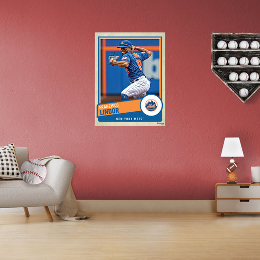 New York Mets: Francisco Lindor  Poster        - Officially Licensed MLB Removable     Adhesive Decal