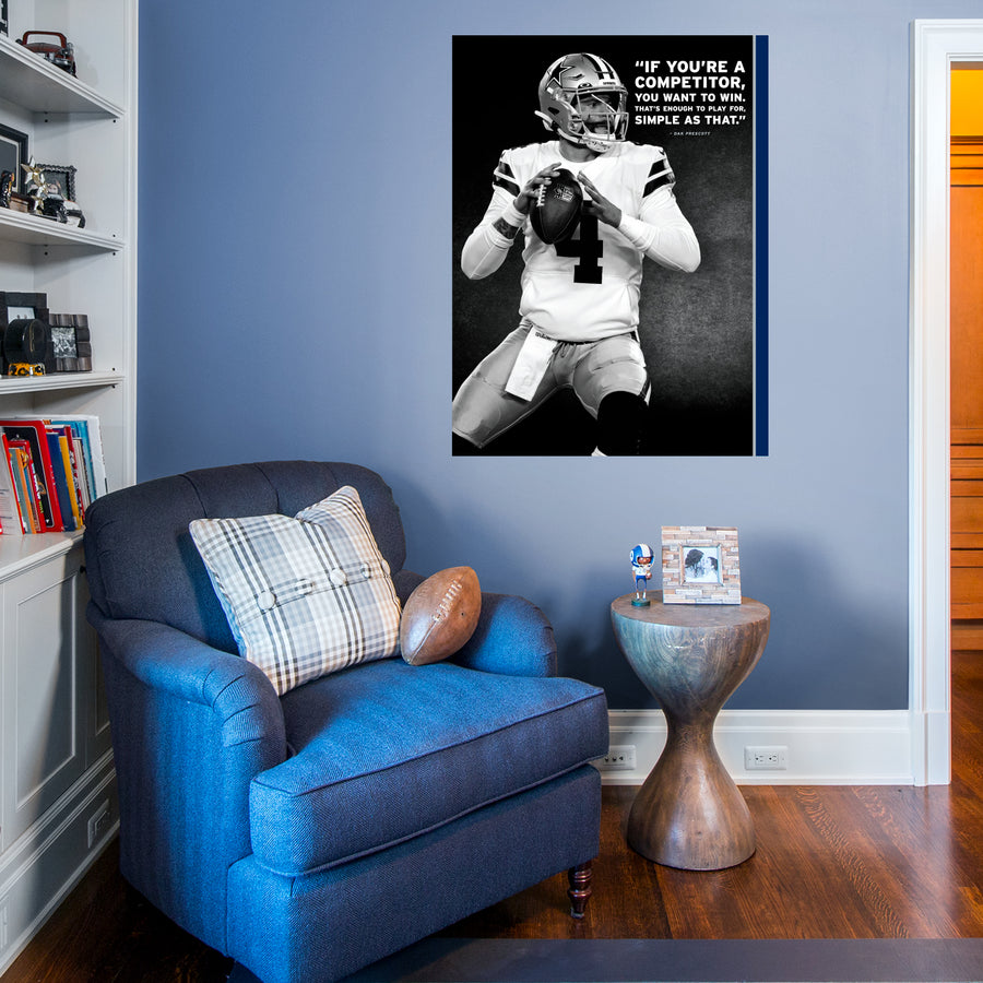Dak Prescott - Inspirational - Peel & Stick Poster - Official NFL - Dallas Cowboys - Reusable Vinyl Wall Decal