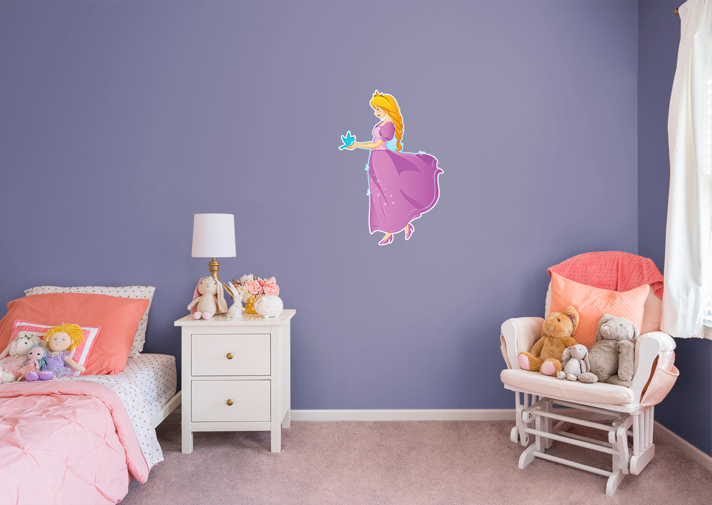 Nursery: Princess Princess with Dove Character        -   Removable Wall   Adhesive Decal