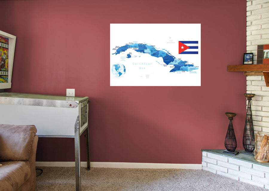 Maps of North America: Cuba Mural        -   Removable Wall   Adhesive Decal