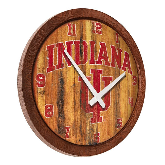 Indiana Hoosiers: Weathered "Faux" Barrel Top Wall Clock - The Fan-Brand