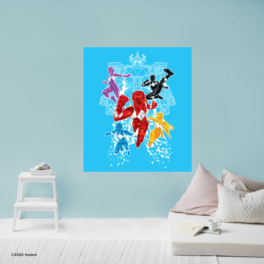 Power Rangers - "Team Work" - Peel & Stick Poster - Official Hasbro - Reusable Vinyl Wall Decal