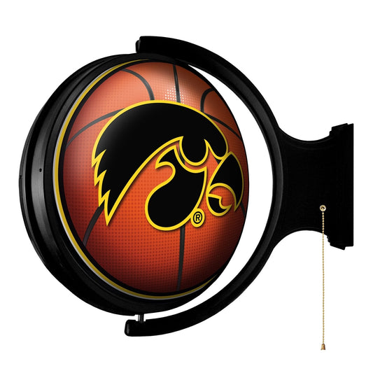 Iowa Hawkeyes: Basketball - Original Round Rotating Lighted Wall Sign - The Fan-Brand