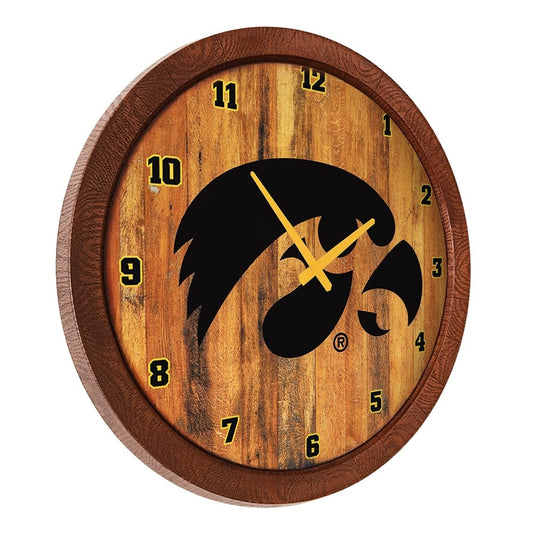 Iowa Hawkeyes: "Faux" Barrel Top Wall Clock - The Fan-Brand