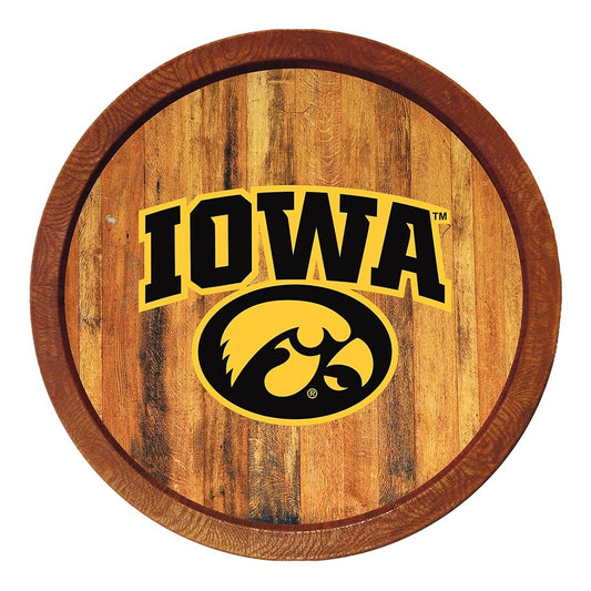 Iowa Hawkeyes: Round "Faux" Barrel Top Sign - The Fan-Brand