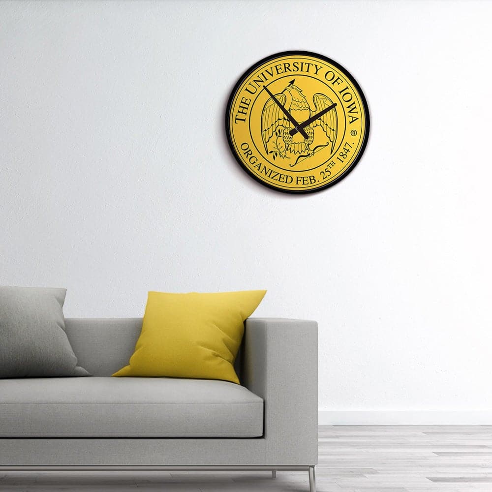 Iowa Hawkeyes: University Seal - Modern Disc Wall Clock - The Fan-Brand