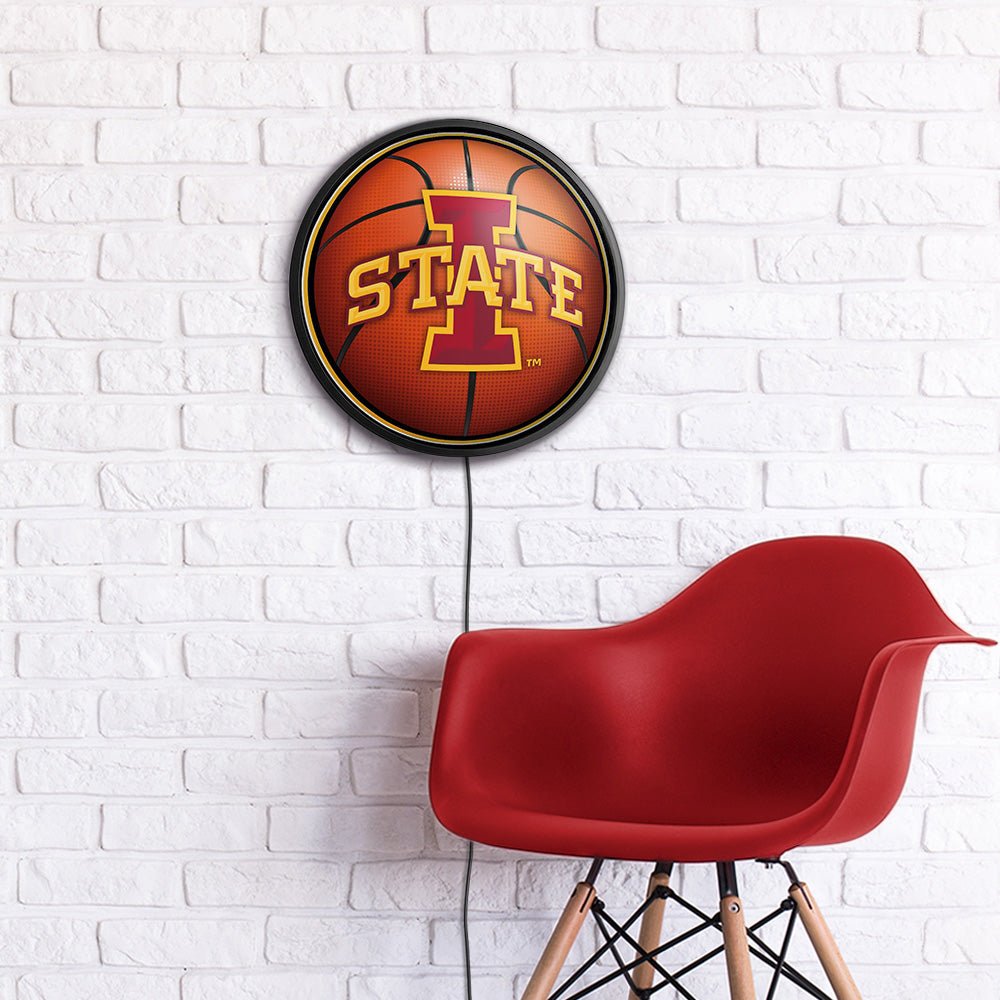 Iowa State Cyclones: Basketball - Round Slimline Lighted Wall Sign - The Fan-Brand