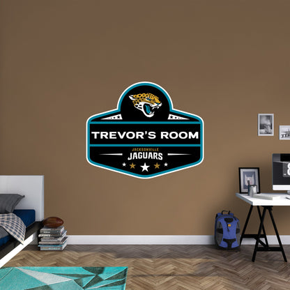 Jacksonville Jaguars:   Badge Personalized Name        - Officially Licensed NFL Removable     Adhesive Decal