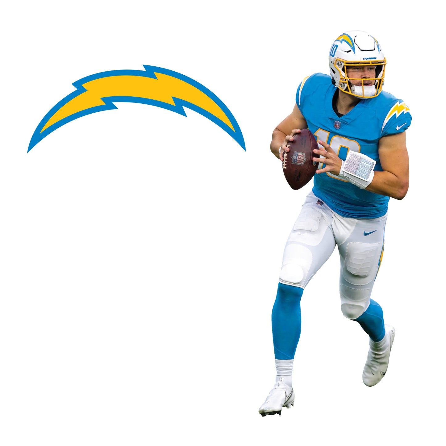 Los Angeles Chargers: Justin Herbert - NFL Removable Adhesive Wall Decal Life-Size Athlete +11 Wall Decals 41W x 78H