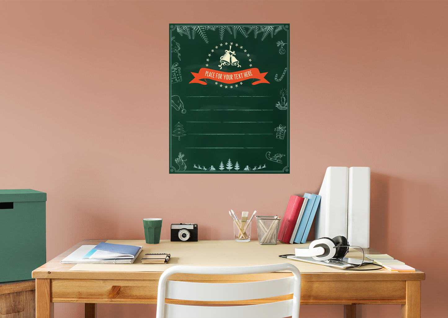 Christmas:  Green Paper Dry Erase        -   Removable     Adhesive Decal