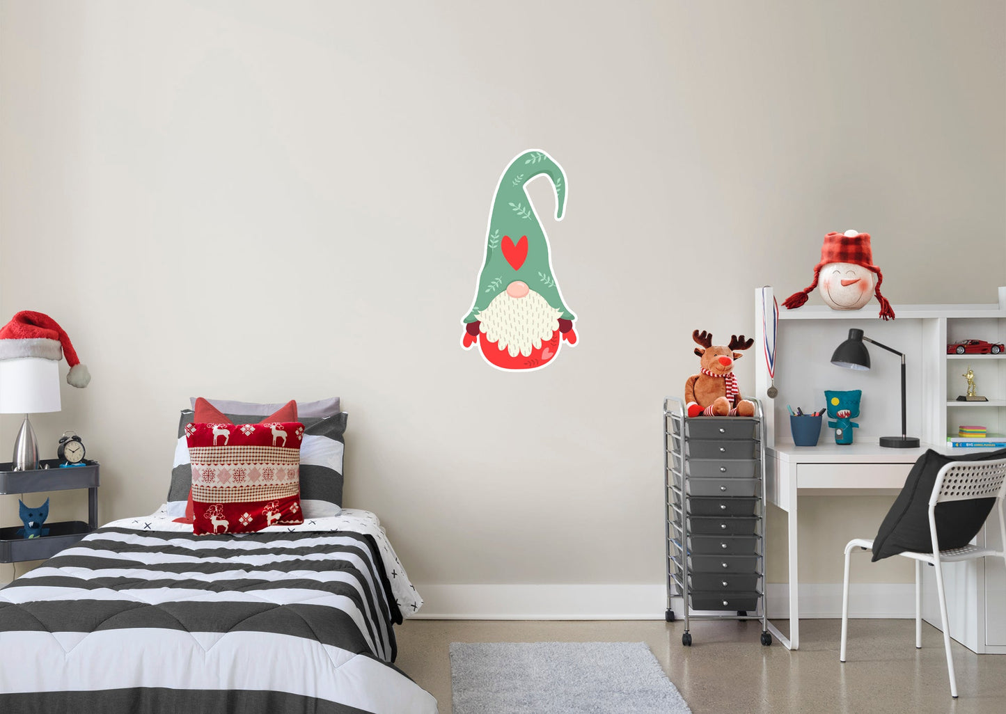 Christmas: Heart Gnome Icon - Removable Adhesive Decal