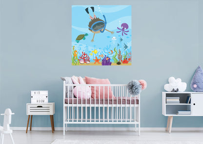 Nursery:  Diving Mural        -   Removable Wall   Adhesive Decal