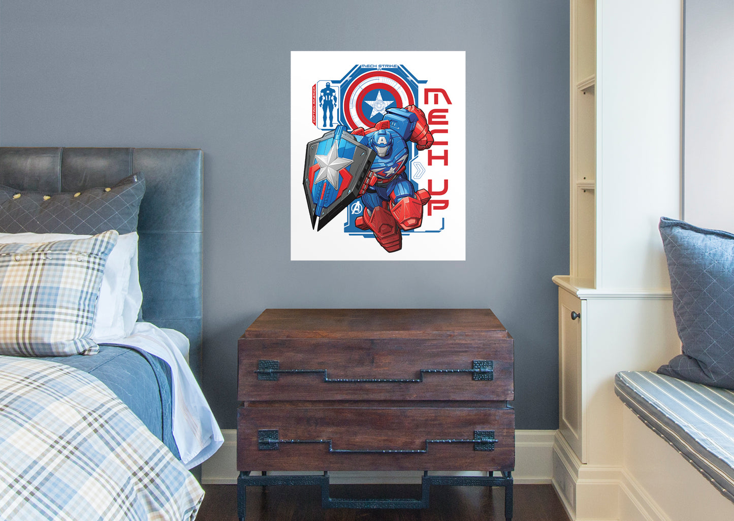 Avengers: Captain America Mech Up Mural        - Officially Licensed Marvel Removable Wall   Adhesive Decal