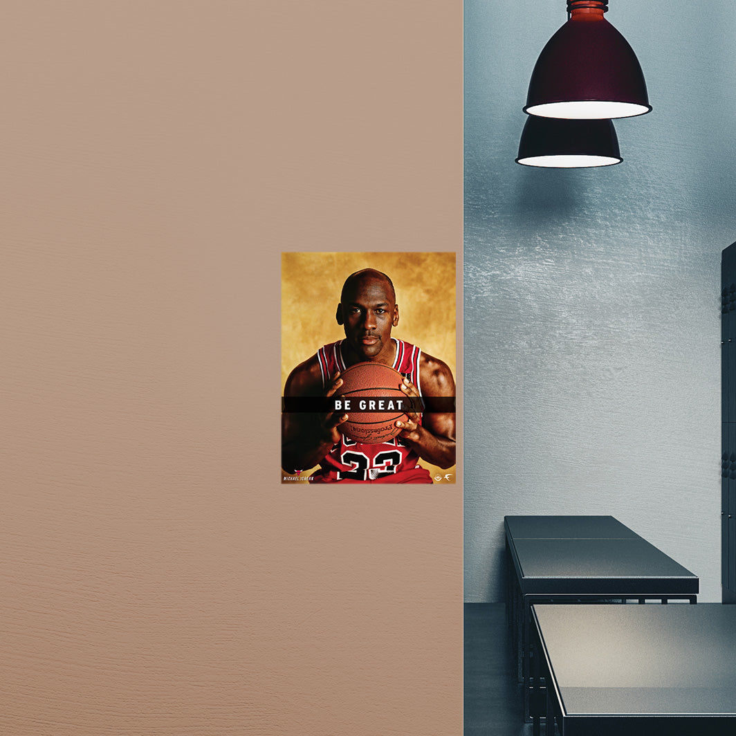 Chicago Bulls: Michael Jordan Portrait Motivational Poster - Officially Licensed NBA Removable Adhesive Decal