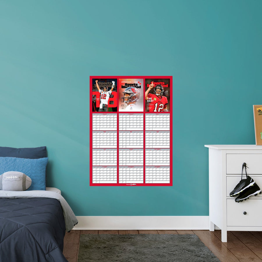 Tampa Bay Buccaneers - Tom Brady Sports Illustrated - Dry Erase 12-Month Calendar - Official NFL - Reusable Vinyl Wall Decal