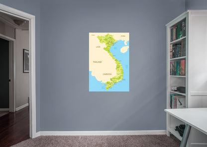 Maps of Asia: Vietnam Mural        -   Removable Wall   Adhesive Decal