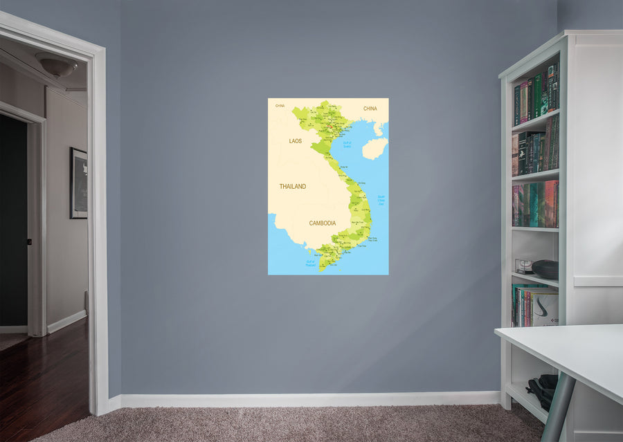 Maps of Asia: Vietnam Mural        -   Removable Wall   Adhesive Decal