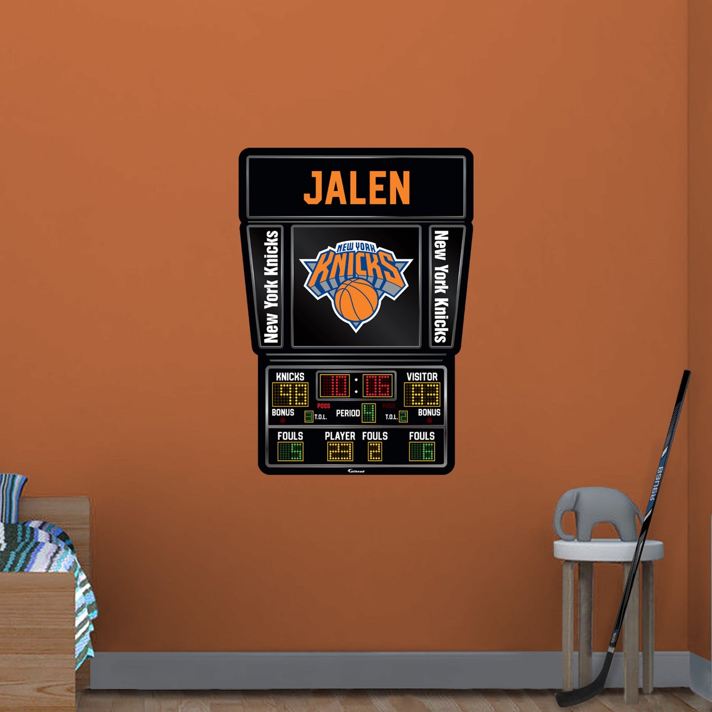 New York Knicks:   Scoreboard Personalized Name        - Officially Licensed NBA Removable     Adhesive Decal